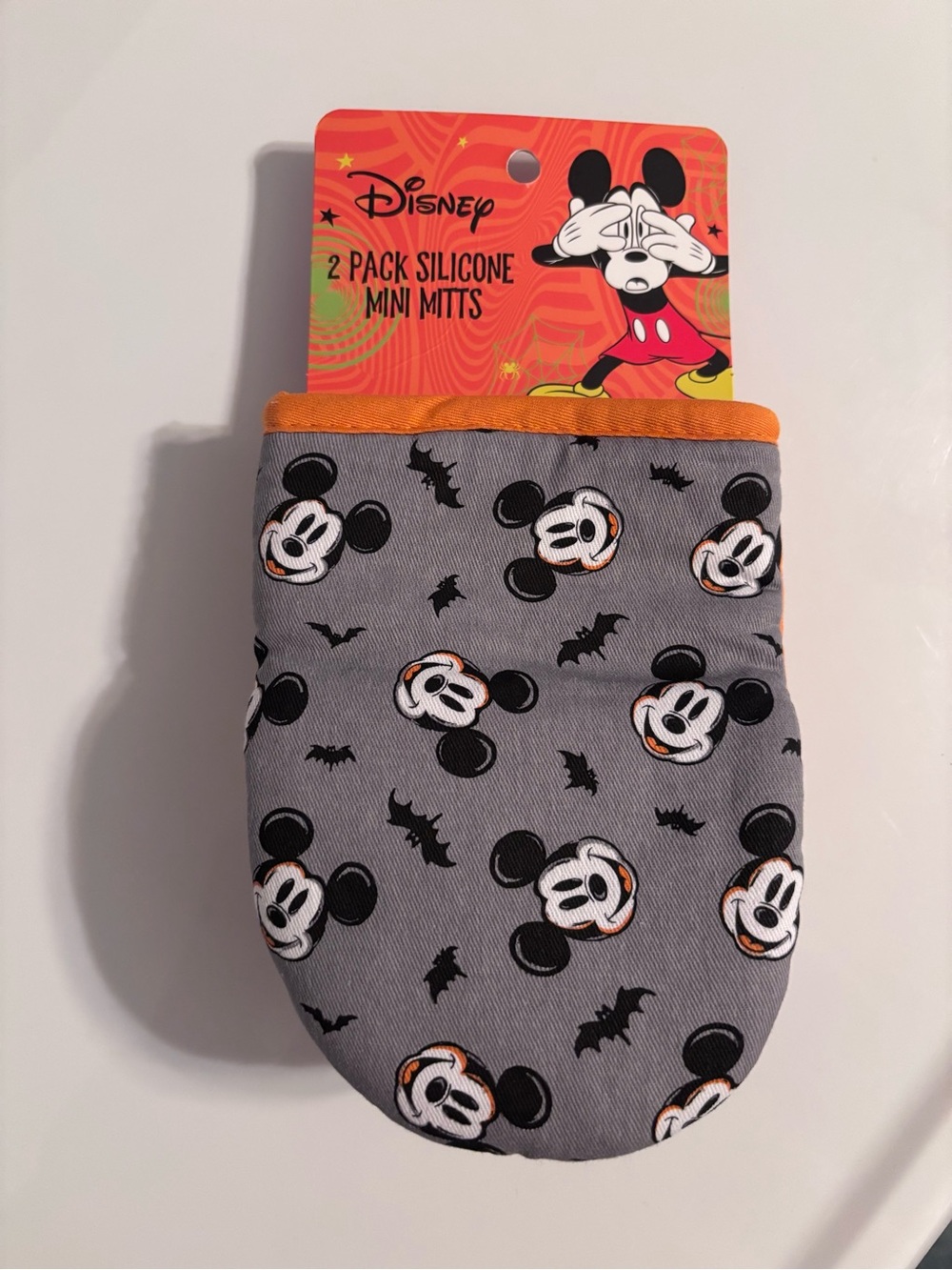 Disney Gray Mickey Mouse Silicone Mini Mitts with Orange Trim